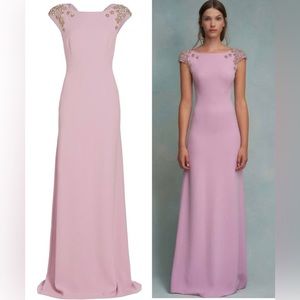 Jenny Packham Rosamund Crystal-Floral-Applique Column Gown Long Dress